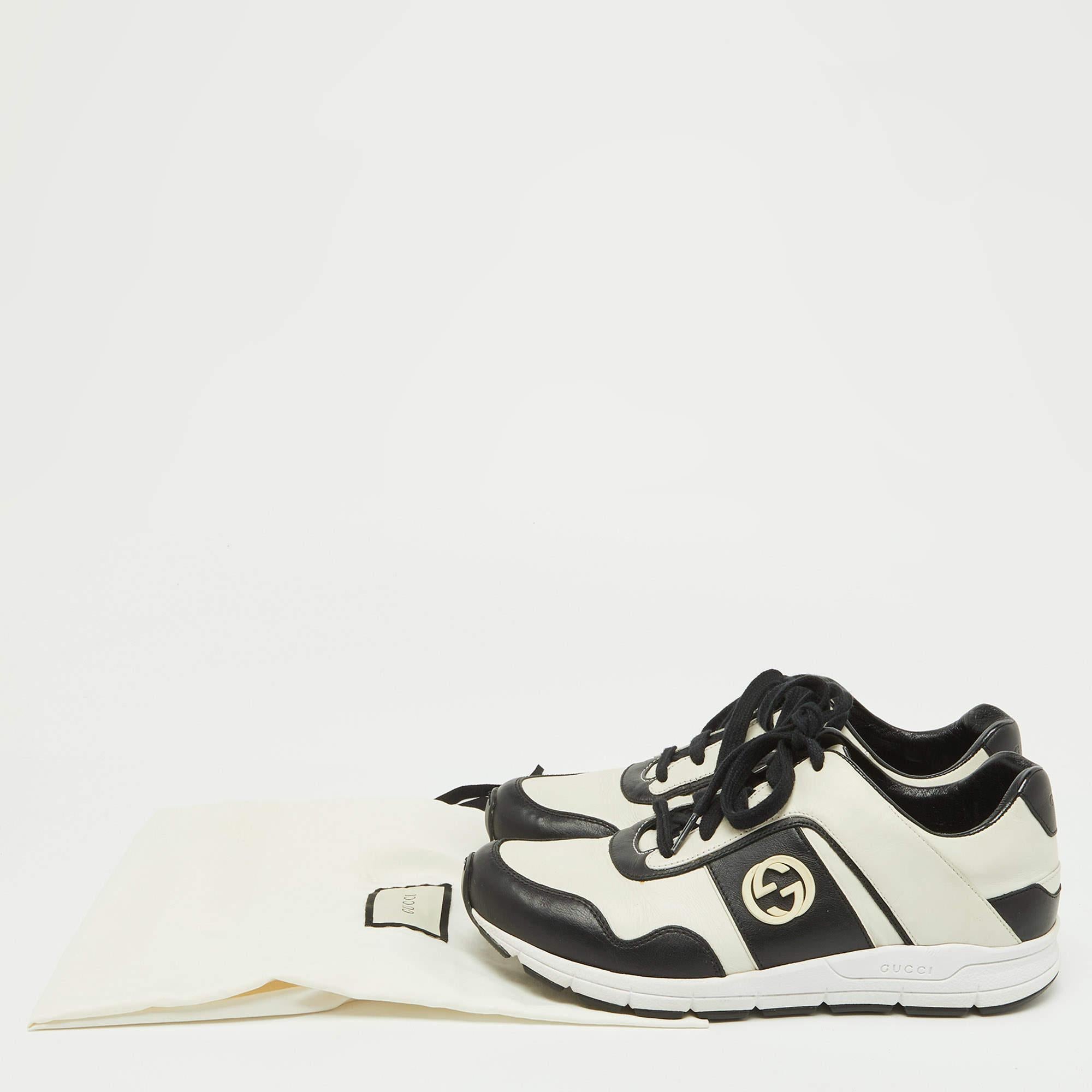 Gucci Black/White Leather Miro Sneakers Size 38.5 5