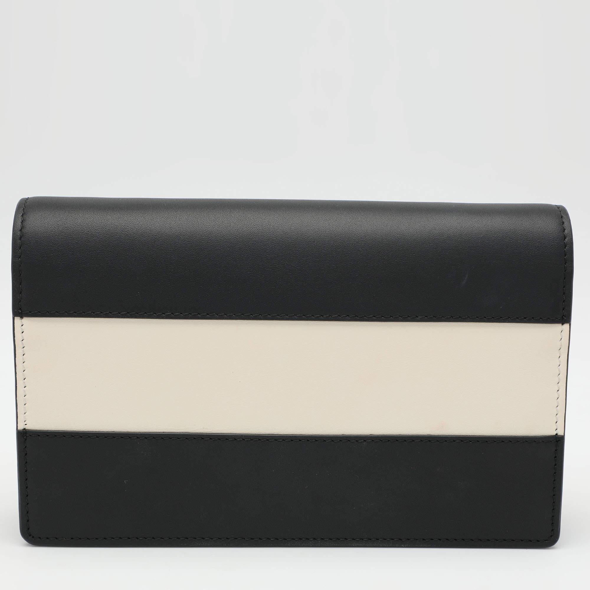 Women's Gucci Black/White Leather Queen Margaret Wallet On Chain