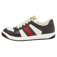Gucci Black/White Leather Screener Sneakers Size 39