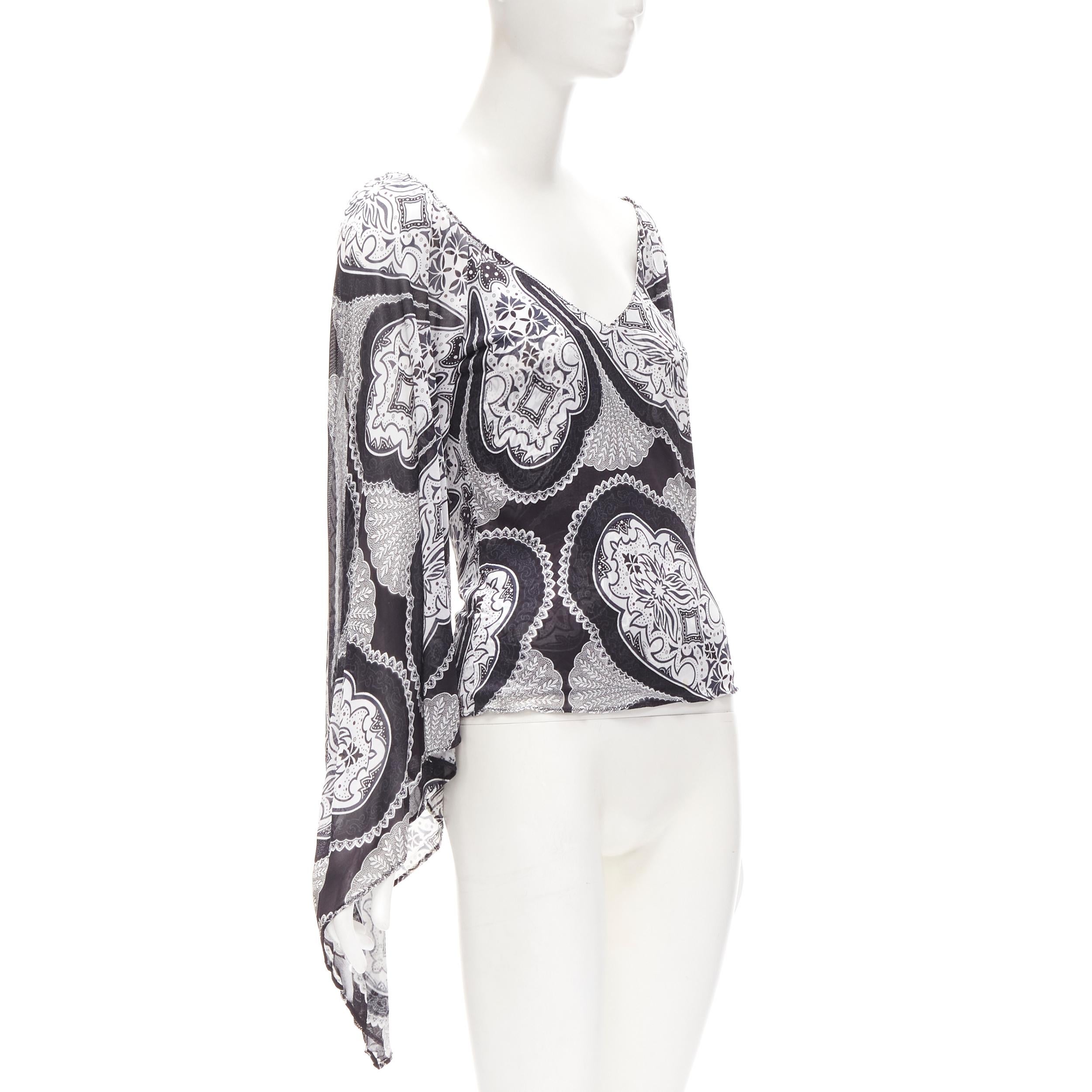 Gris Gucci Chemisier à manches kimono imprimé paisley noir et blanc XS en vente