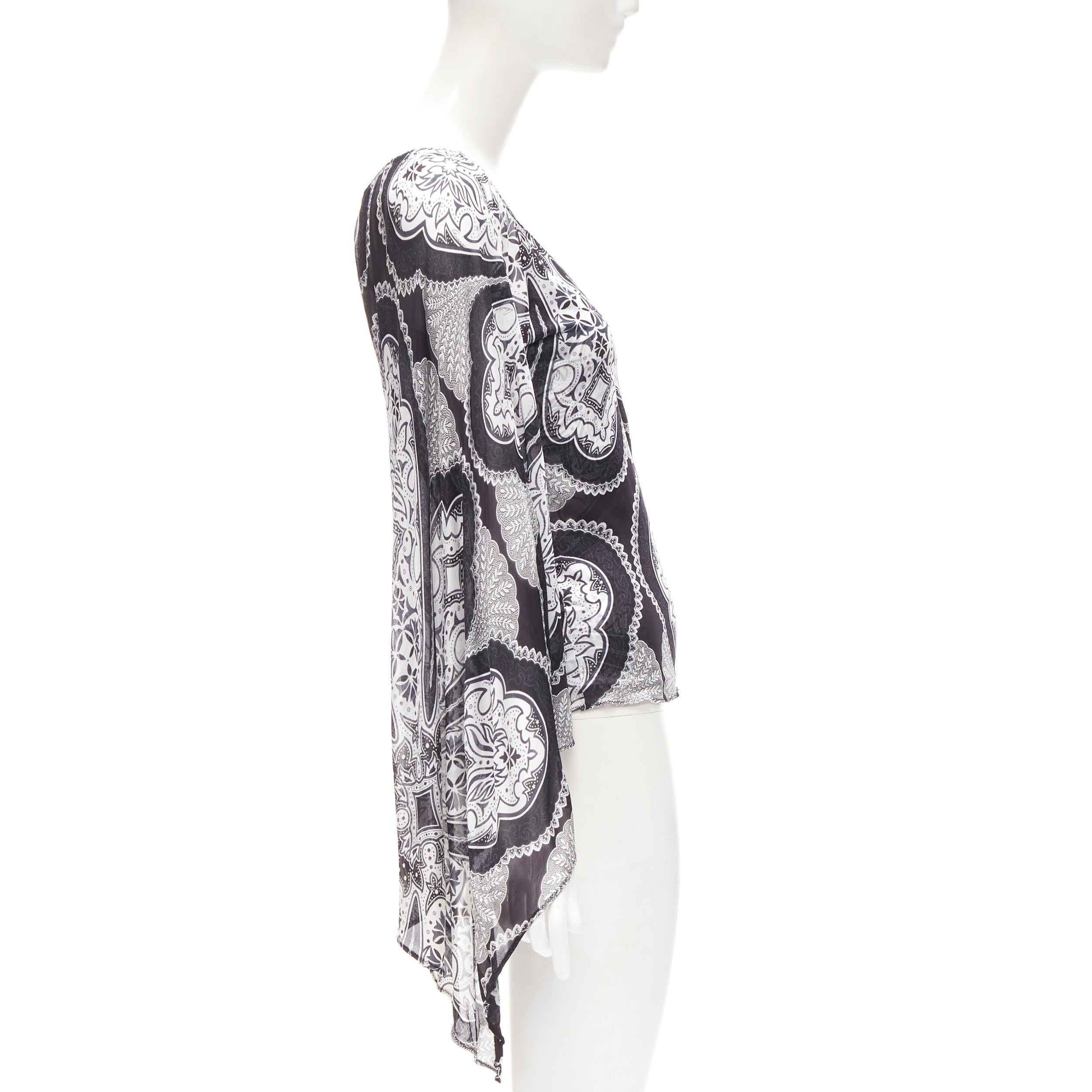 Gucci Chemisier à manches kimono imprimé paisley noir et blanc XS Excellent état - En vente à Hong Kong, NT