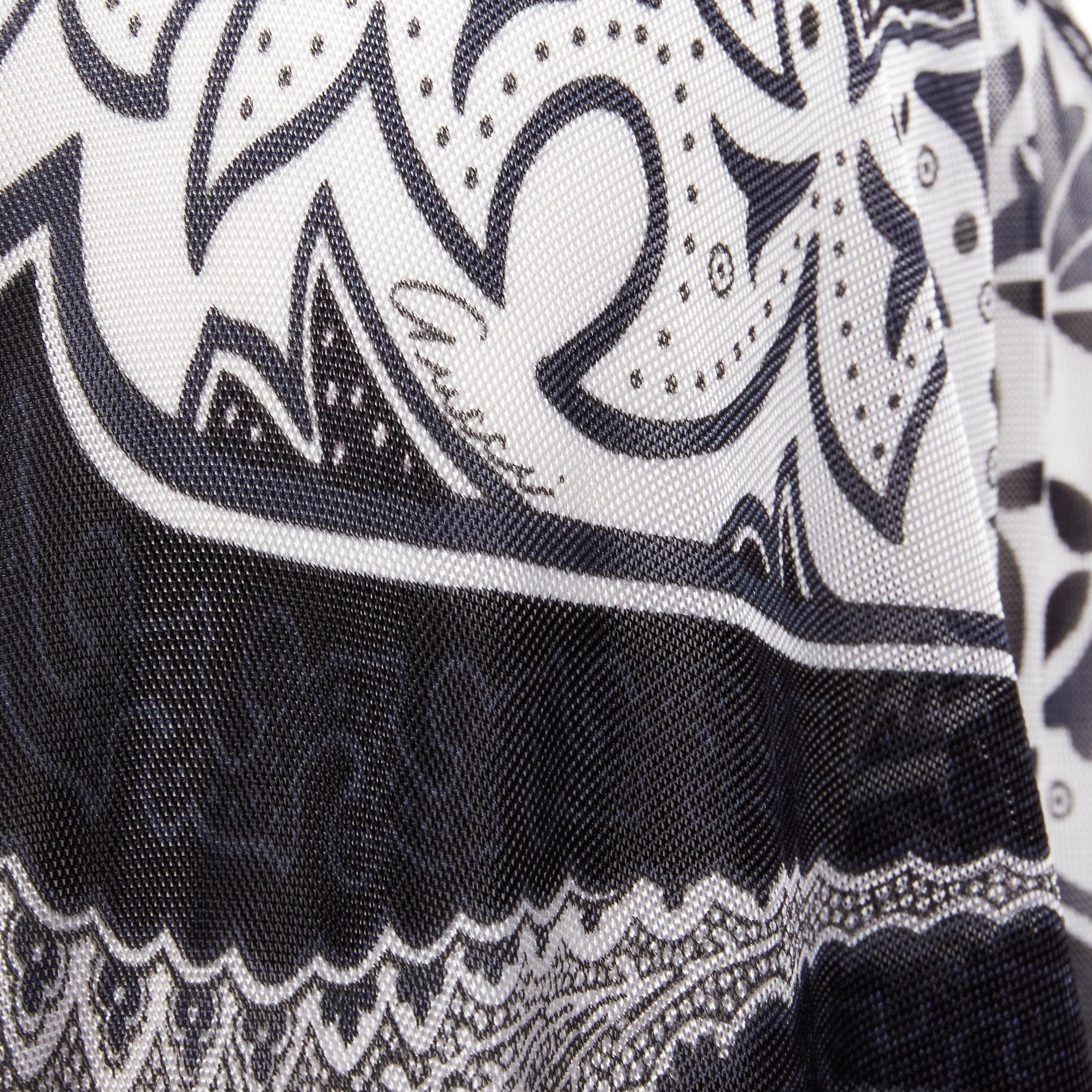 GUCCI Black white paisley print bohemian kimono sleeve blouse XS For Sale 1