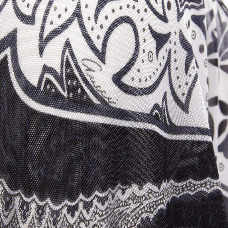 GUCCI Black white paisley print bohemian kimono sleeve blouse XS For Sale 2
