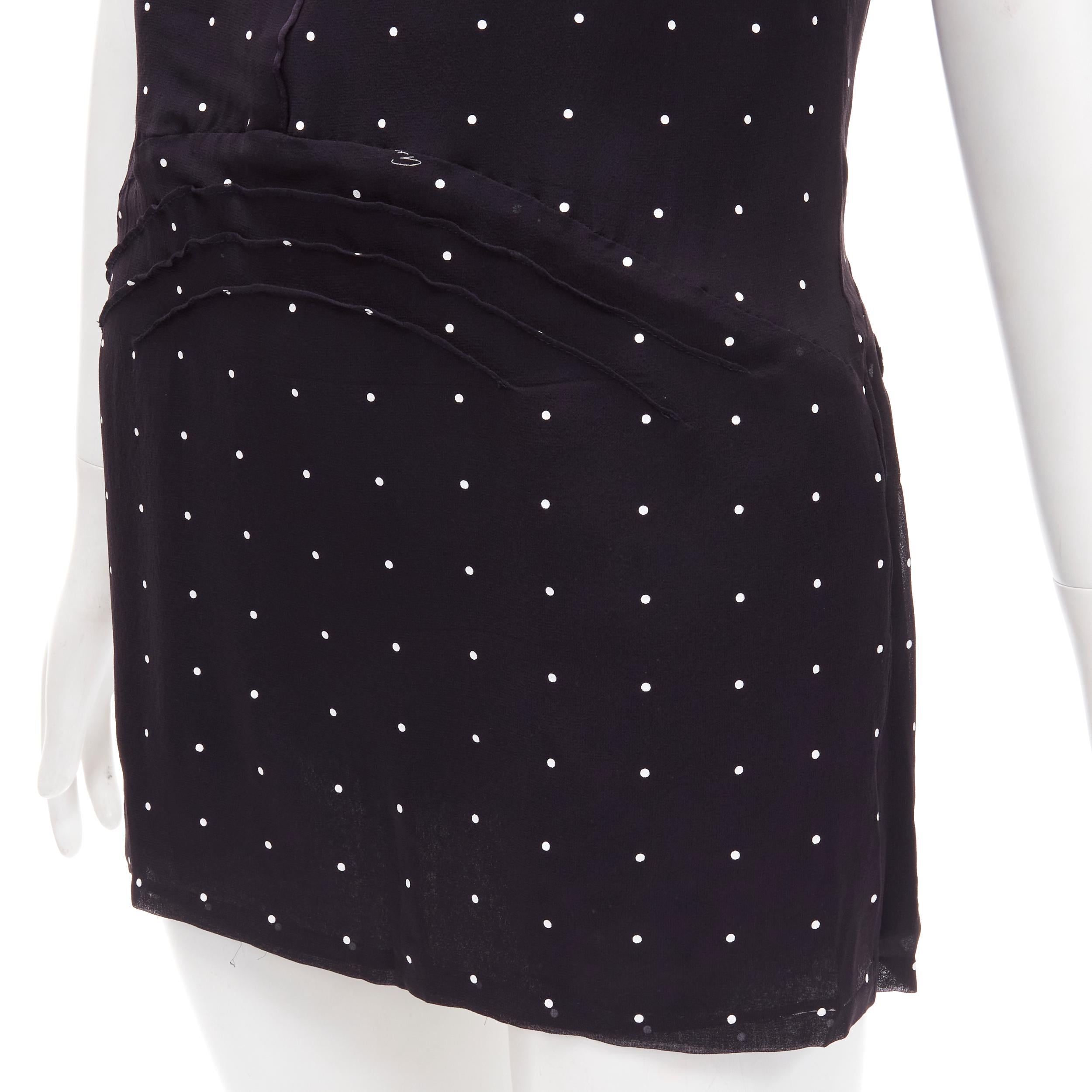 Women's GUCCI black white polka dot cursive logo print laced front mini dress IT38 XS For Sale