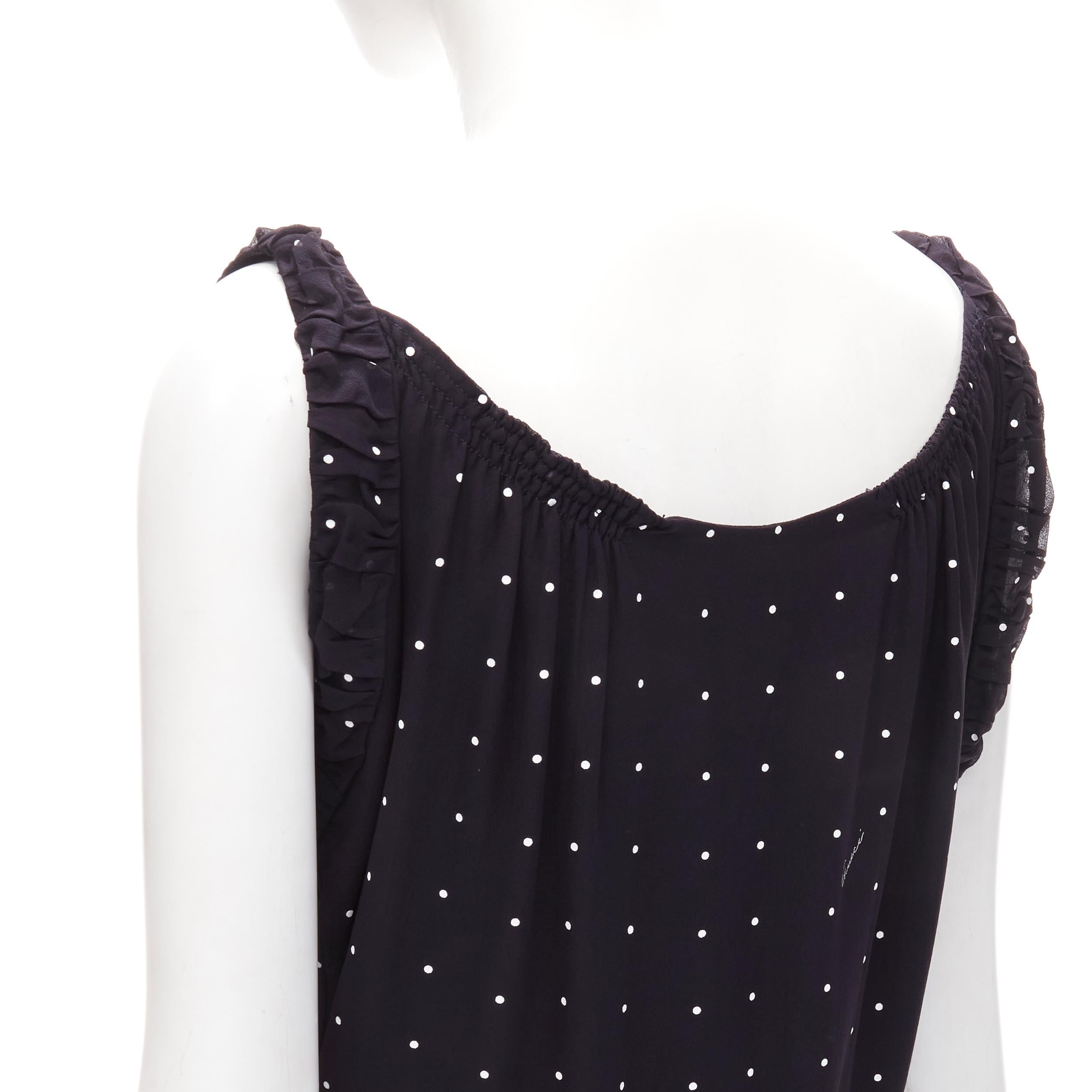GUCCI black white polka dot cursive logo print laced front mini dress IT38 XS For Sale 1