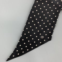 GUCCI Black & White Polka Dot Silk Twilly Neck Tie Scarf