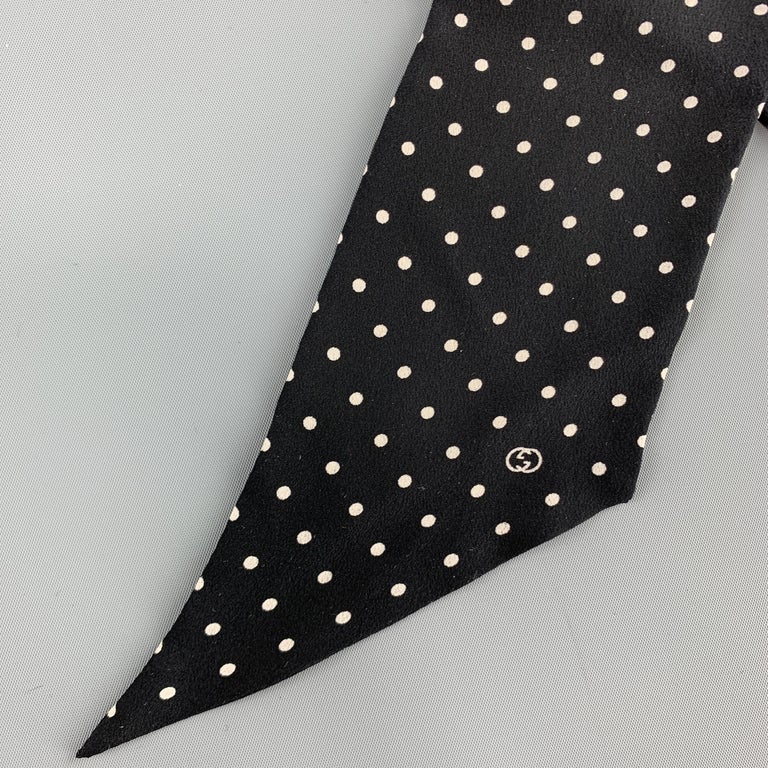 GUCCI Black and White Polka Dot Silk Twilly Neck Tie Scarf at 1stDibs ...