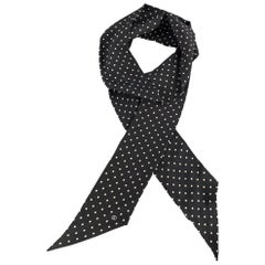 Vintage GUCCI Black & White Polka Dot Silk Twilly Neck Tie Scarf