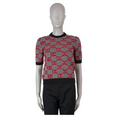 GUCCI black white red wool 2023 GG JACQUARD HOUNDTOOTH Sweater M