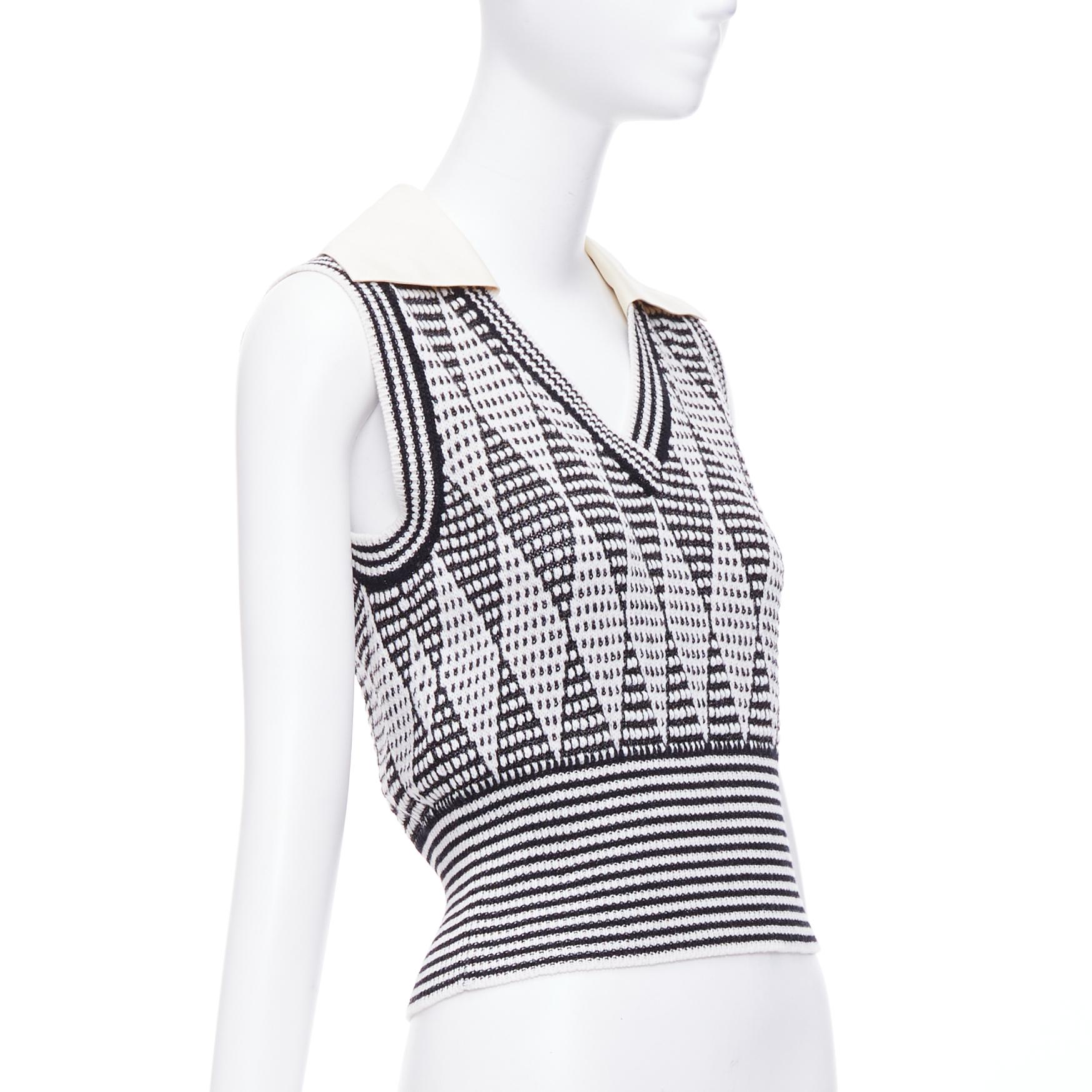 GUCCI black white wool GG lurex argyle knit vest S In Excellent Condition In Hong Kong, NT