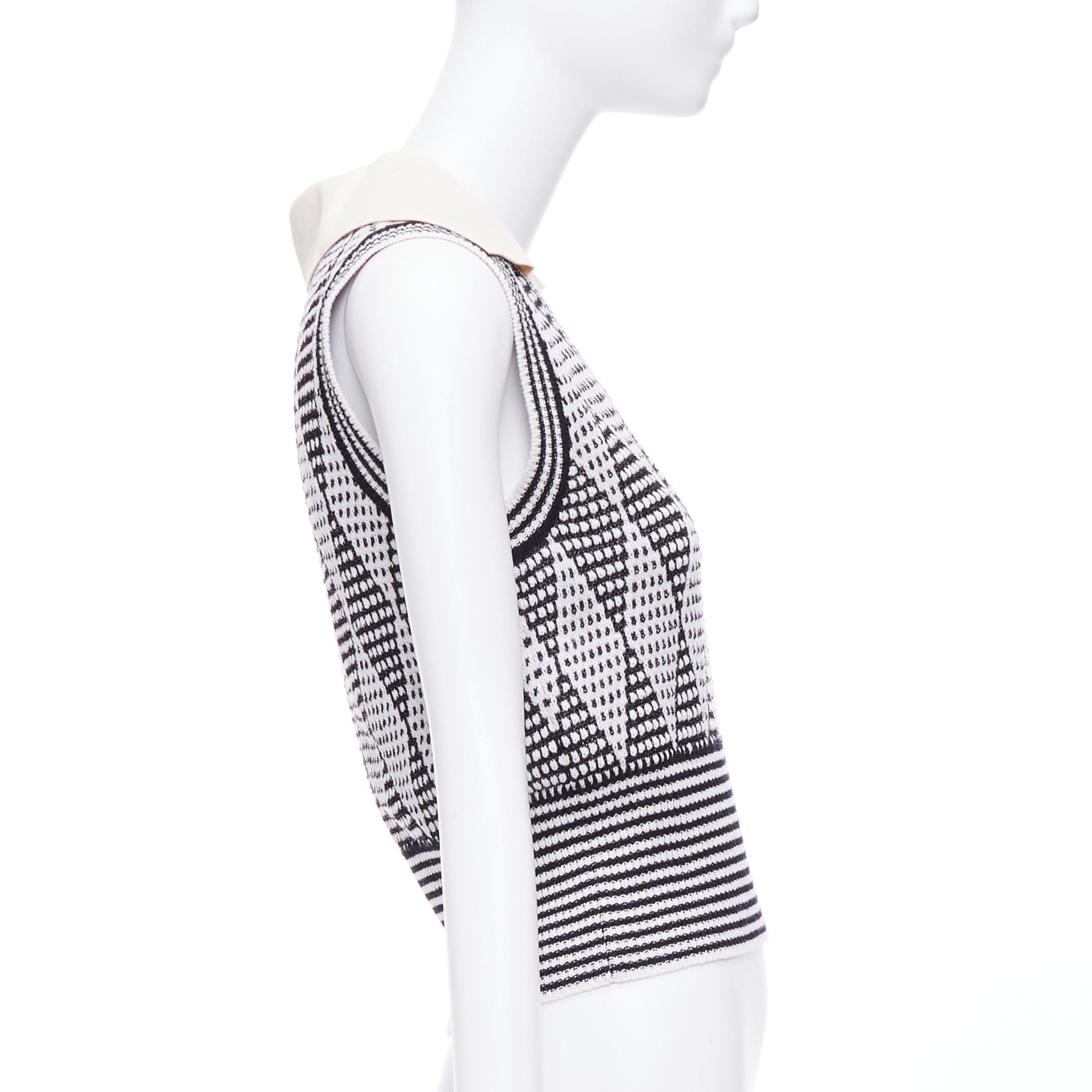 Women's GUCCI black white wool GG lurex argyle knit vest S