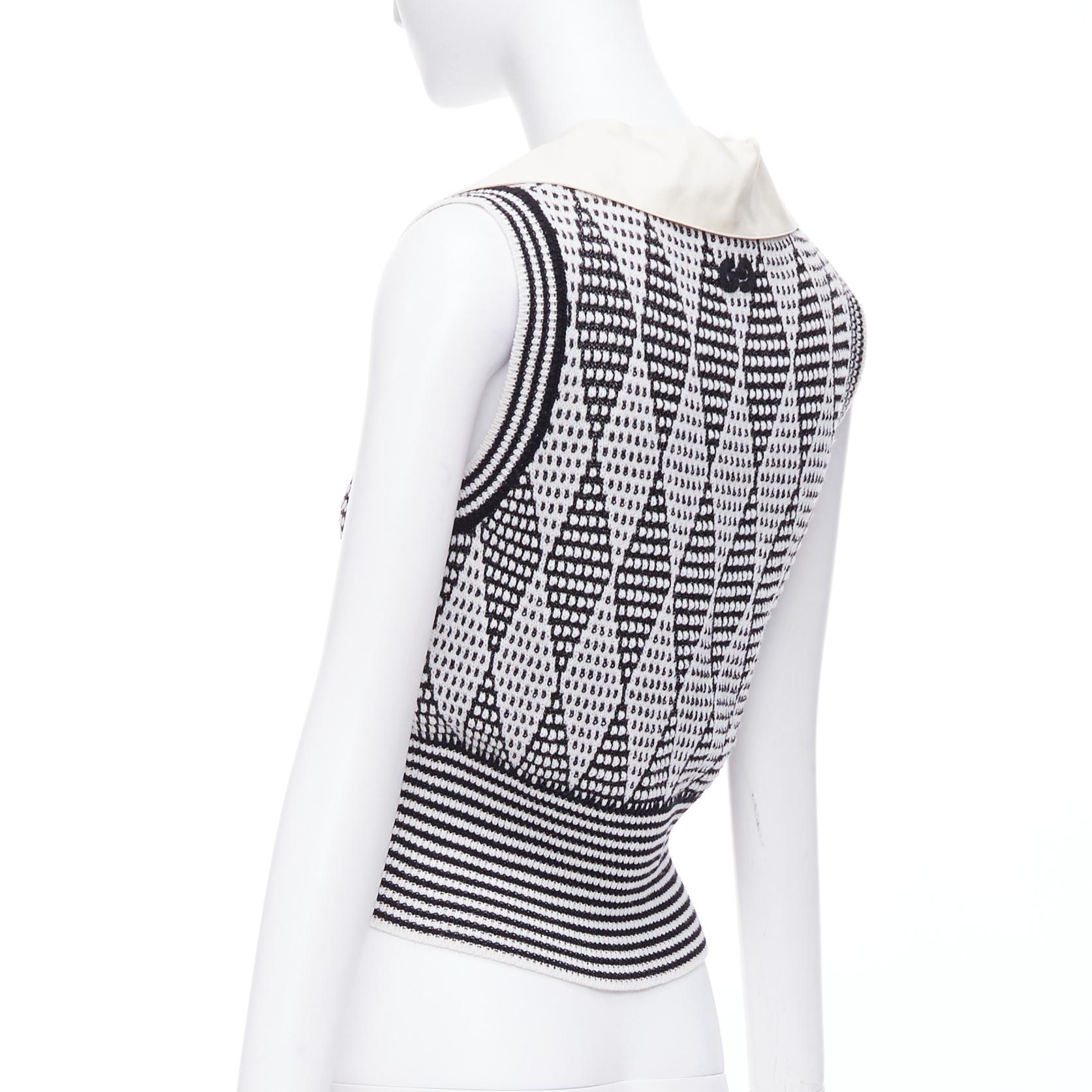 GUCCI black white wool GG lurex argyle knit vest S 2