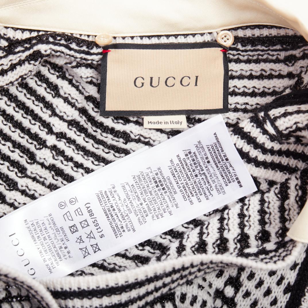 GUCCI black white wool GG lurex argyle knit vest S 4