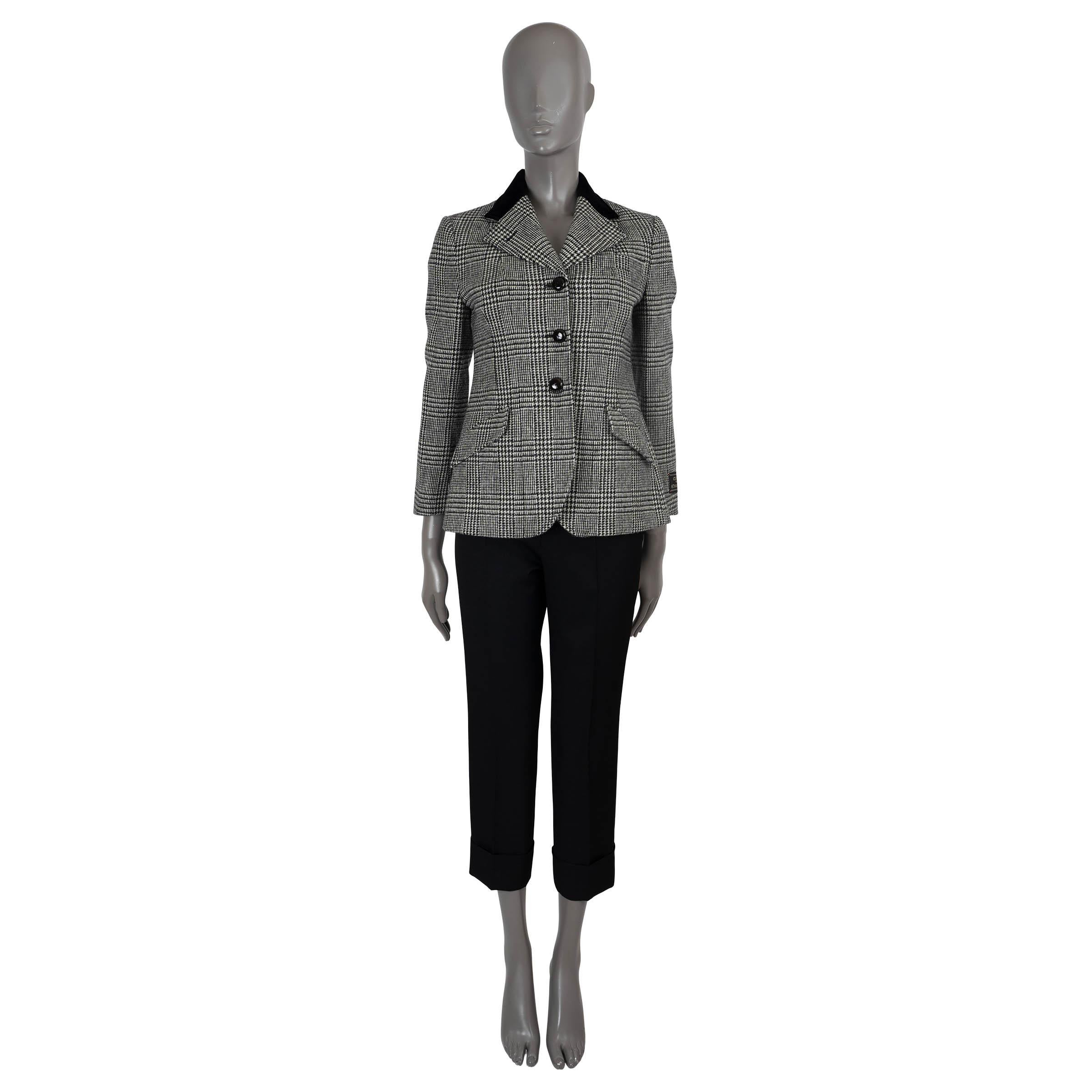 GUCCI Schwarz-Weißer Blazer aus Wolle PRINCE OF WALES in Schwarz & Weiß 38 XS Damen im Angebot