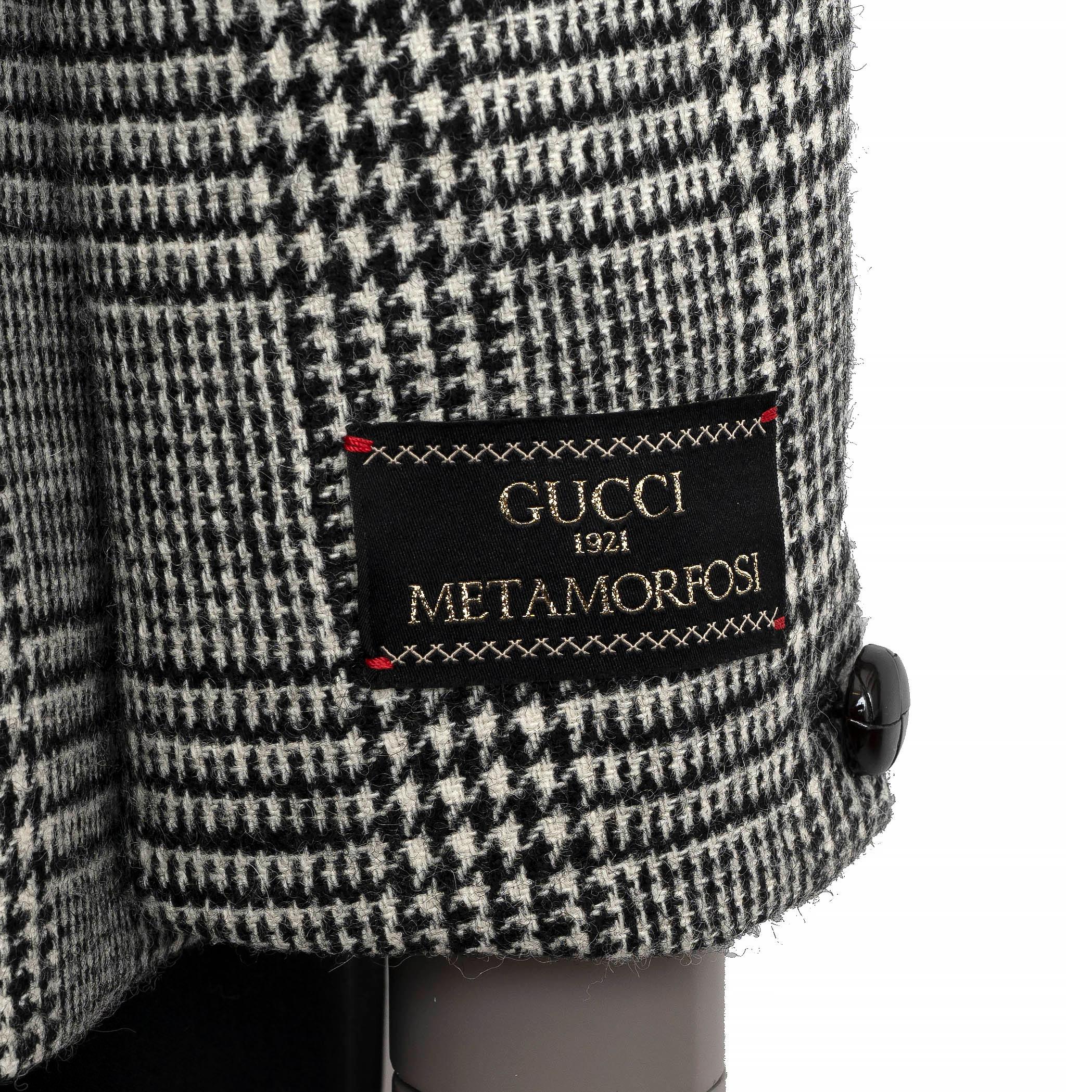 GUCCI Schwarz-Weißer Blazer aus Wolle PRINCE OF WALES in Schwarz & Weiß 38 XS im Angebot 2