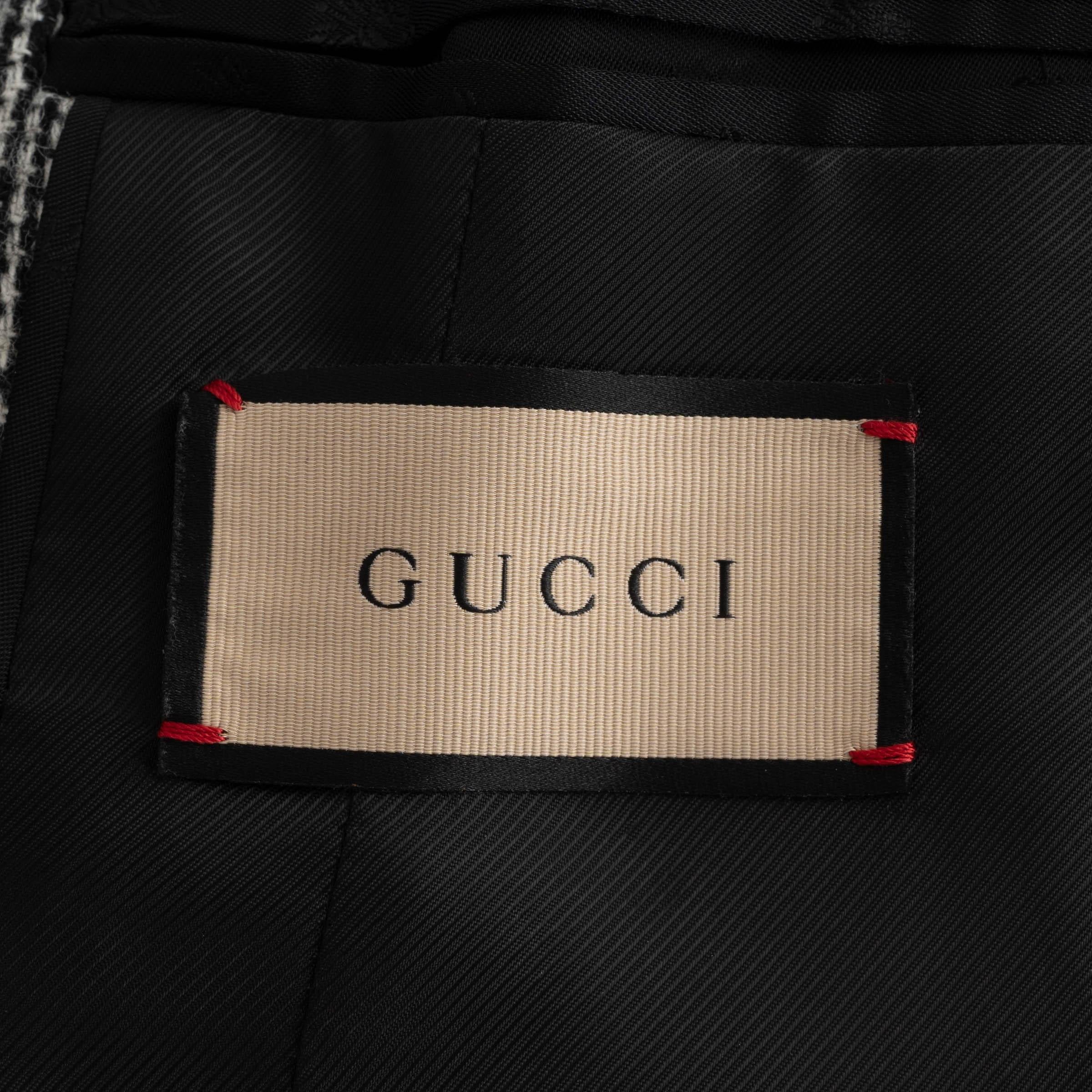 GUCCI Schwarz-Weißer Blazer aus Wolle PRINCE OF WALES in Schwarz & Weiß 38 XS im Angebot 3
