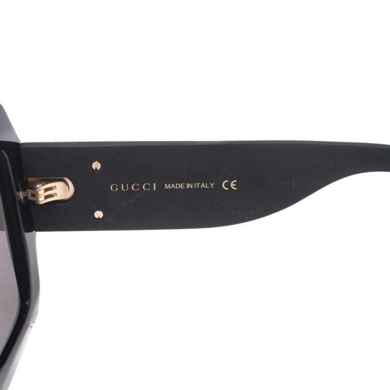 Gucci Black with Glitter / Grey GG GG0102S Oversized Square Sunglasses 1