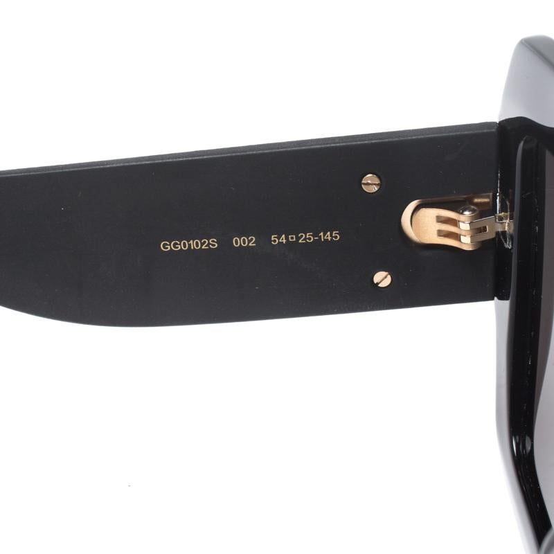 Gucci Black with Glitter / Grey GG GG0102S Oversized Square Sunglasses 2