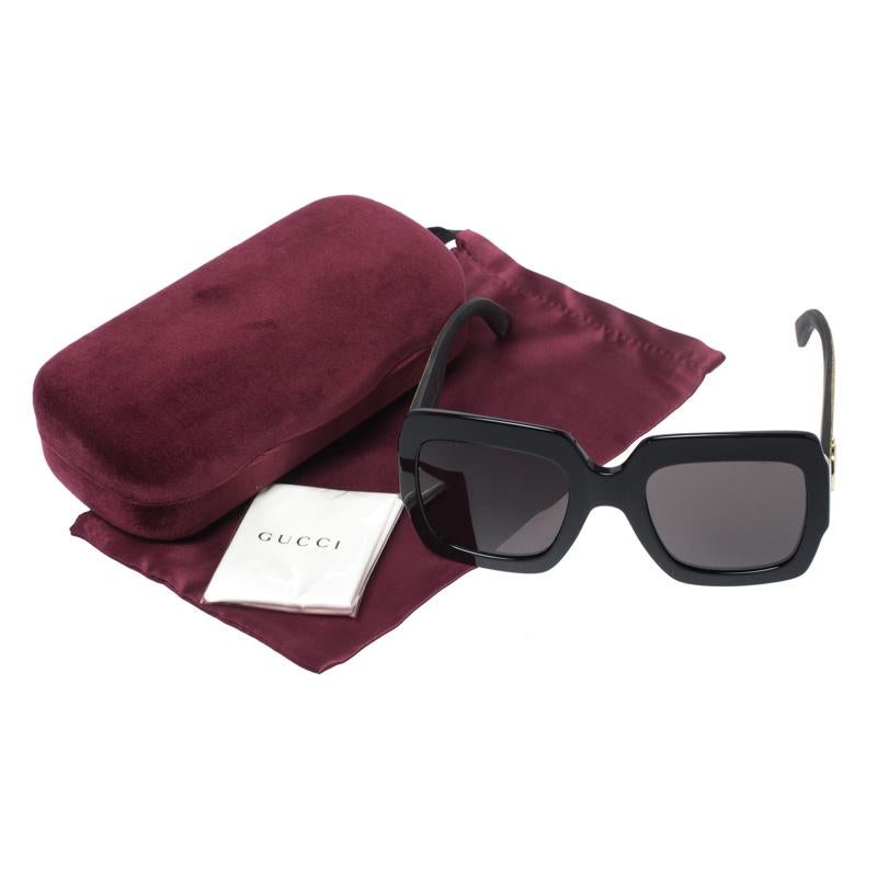 Gucci Black with Glitter / Grey GG GG0102S Oversized Square Sunglasses 3