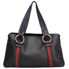 Gucci Black  with Multi  Leather Web Tote Bag Italy w/ Dust Bag