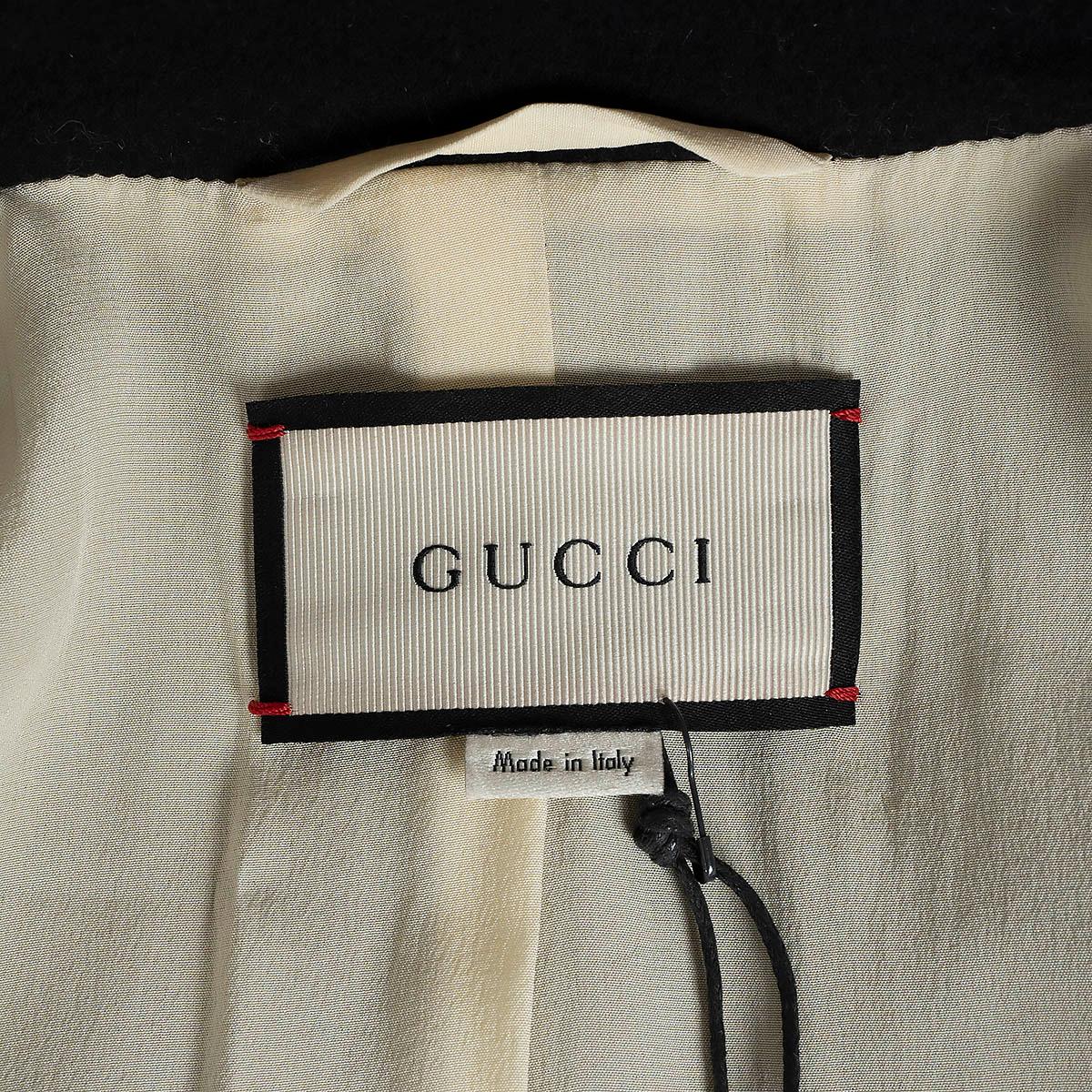 GUCCI black wool 2016 EMBROIDERED FELT Peacoat Coat Jacket 38 XS For Sale 4