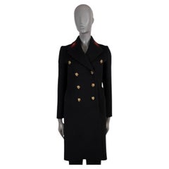 GUCCI black wool 2016 EMBROIDERED FELT Peacoat Coat Jacket 38 XS