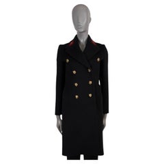 GUCCI Schwarzer Wollmantel 2016 EMBROIDERED FELT Erbsenmantel Jacke 38 XS