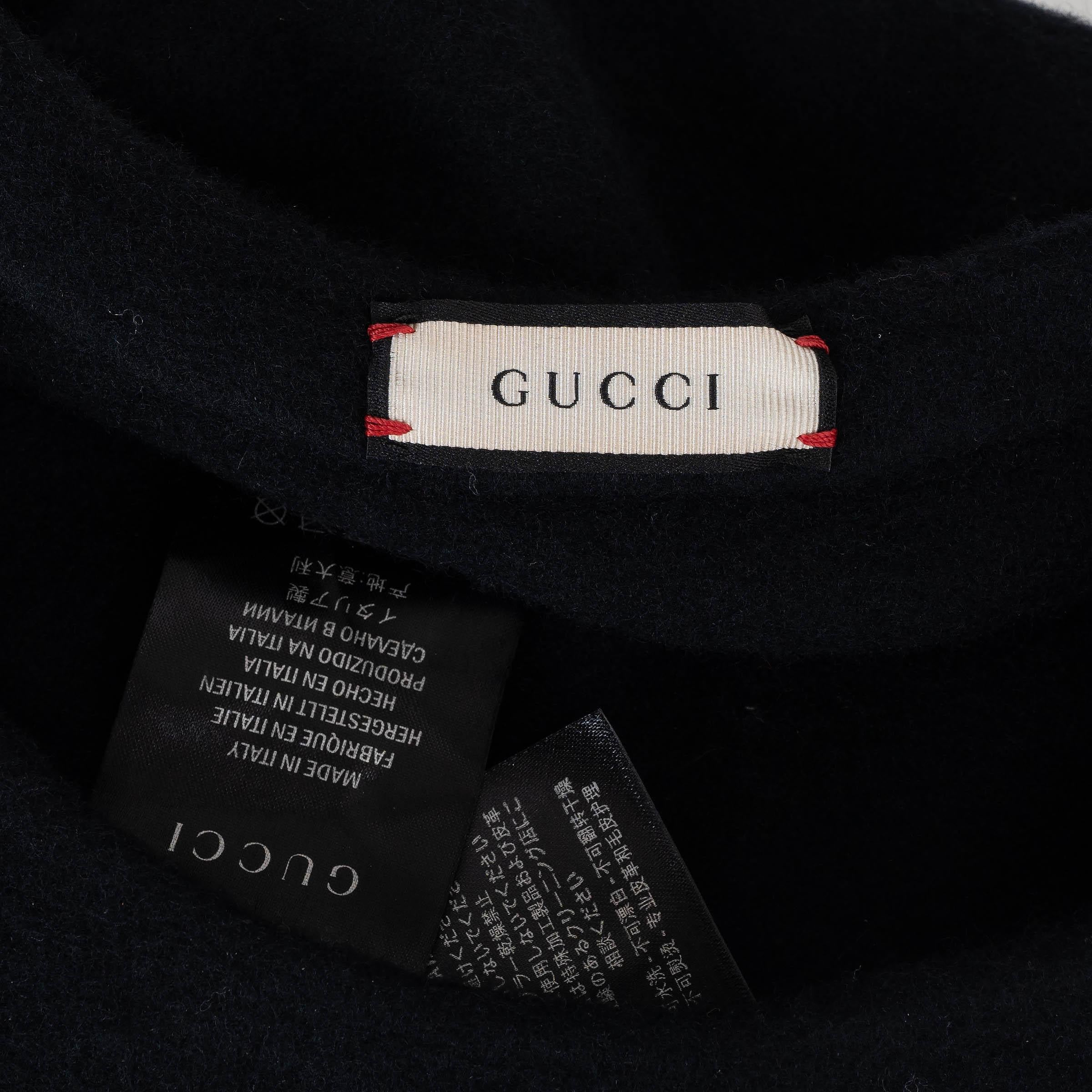 Gucci cappello in lana nera 2023 FELT BERET 57 in vendita 2