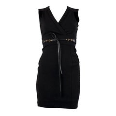 GUCCI black wool HORSEBIT BELT Sleeveless Dress XS
