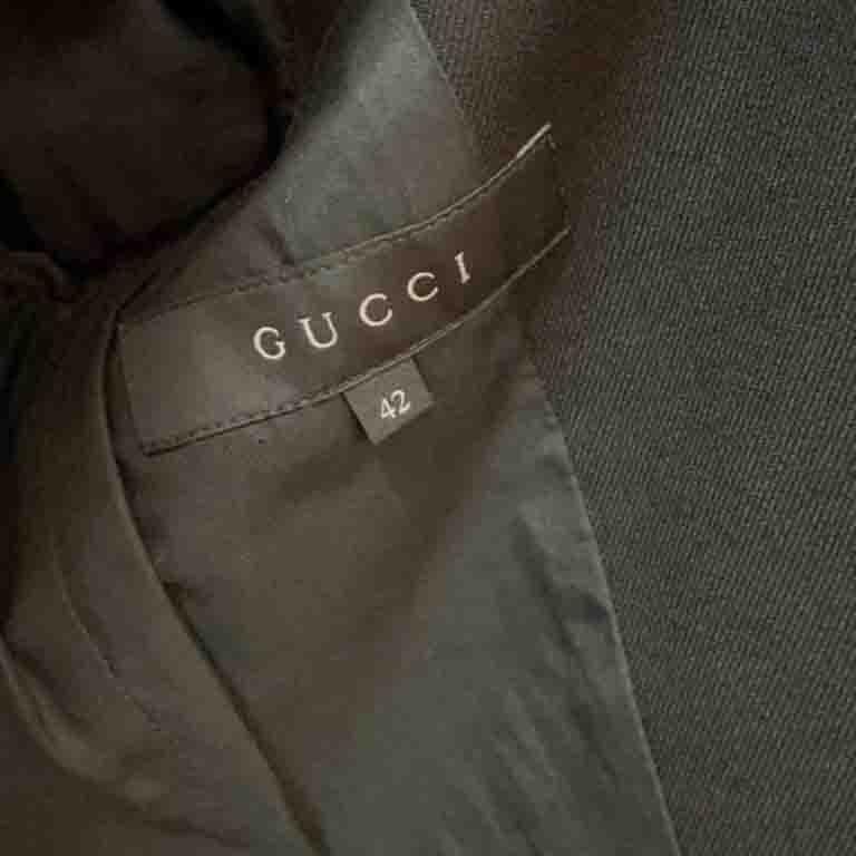 Gucci Black Wool Leather Tuxedo Smoking Jacket For Sale 6