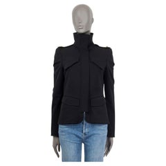 GUCCI black wool MILITARY FOUR POCKET Jacket 42 M