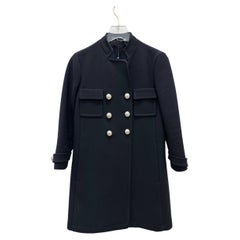 Gucci Black Wool Military-Inspired Coat IT 40 with Silver Buttons