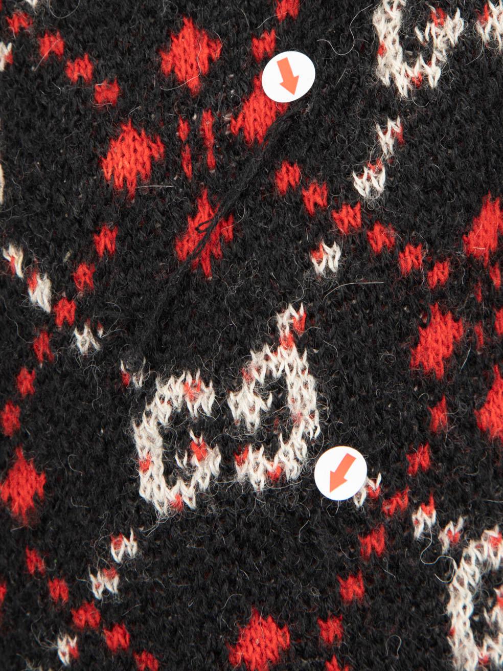 Gucci Black Wool Monogram Cardigan Size XL 2