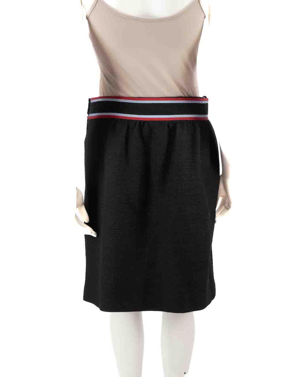 Gucci Black Wool Tweed Contrast Trimmed Pencil Skirt Size M In Good Condition In London, GB
