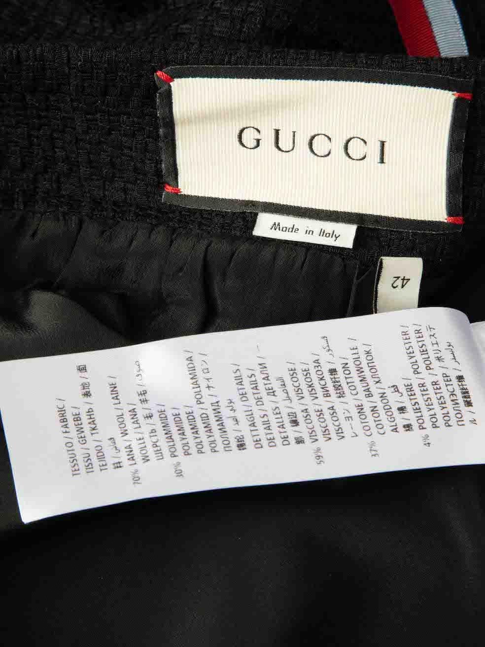 Gucci Black Wool Tweed Contrast Trimmed Pencil Skirt Size M 1