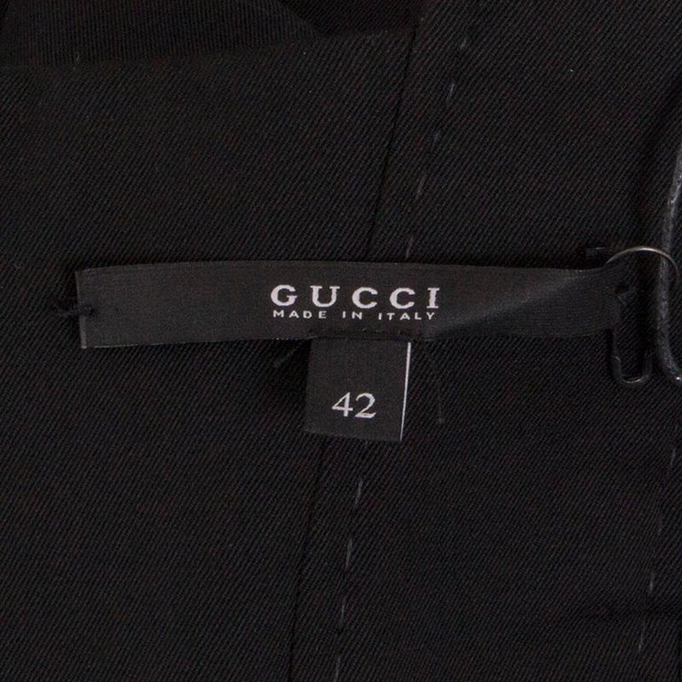 GUCCI black wool VELVET PANELED Sleeveless Cocktail Dress 42 For Sale ...