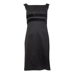 GUCCI black wool VELVET PANELED Sleeveless Cocktail Dress 42