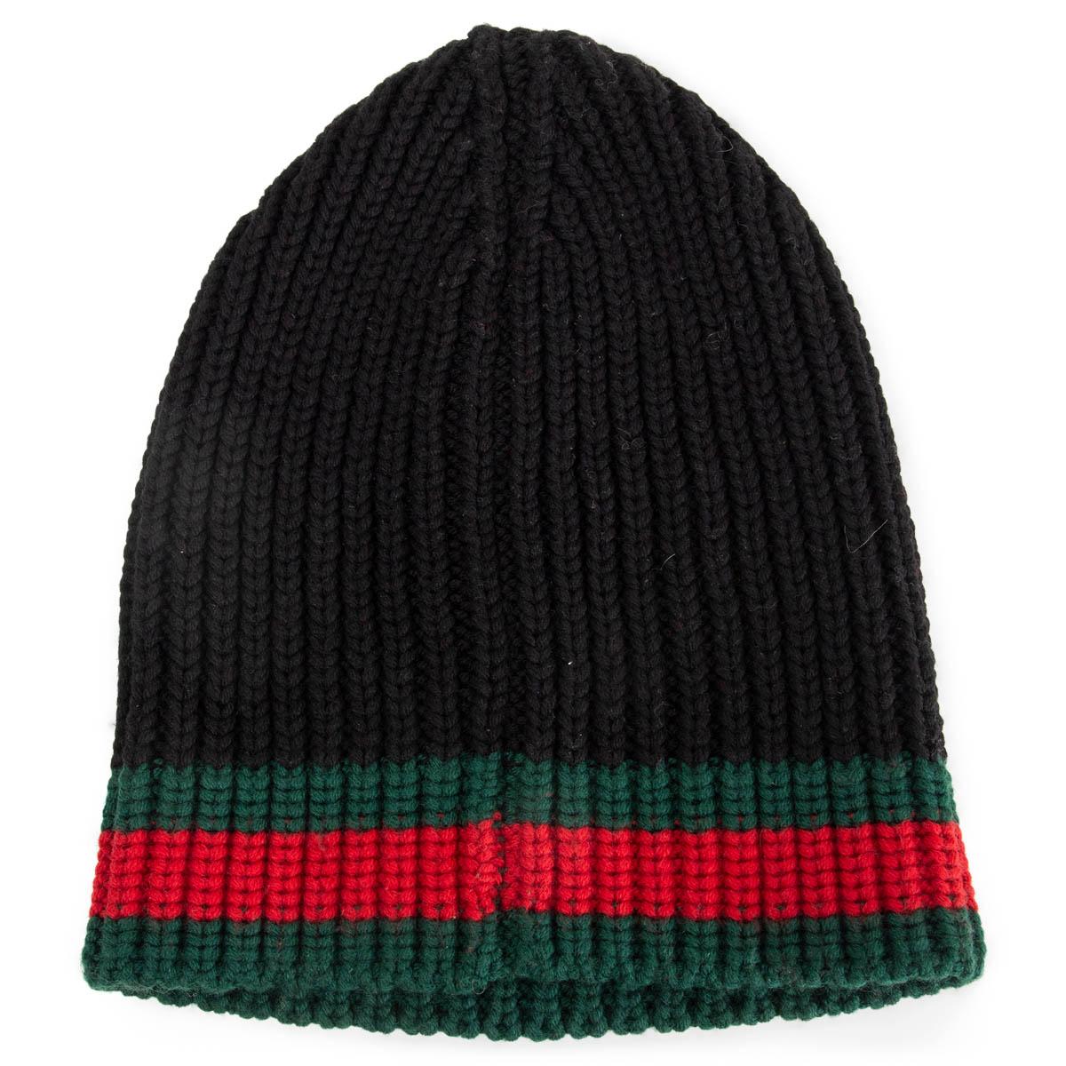 100% authentic Gucci striped wool hat in a rib construction with our Web detail in black, green and red. Has been worn once and is in excellent condition. 

Measurements
Tag Size	M / 58

All our listings include only the listed item unless otherwise