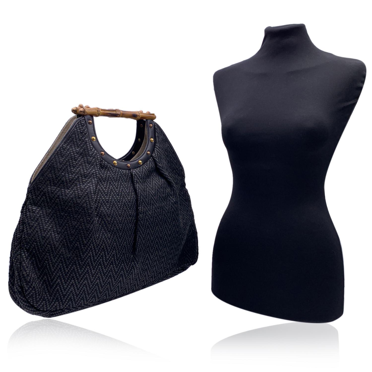 black studded tote handbag