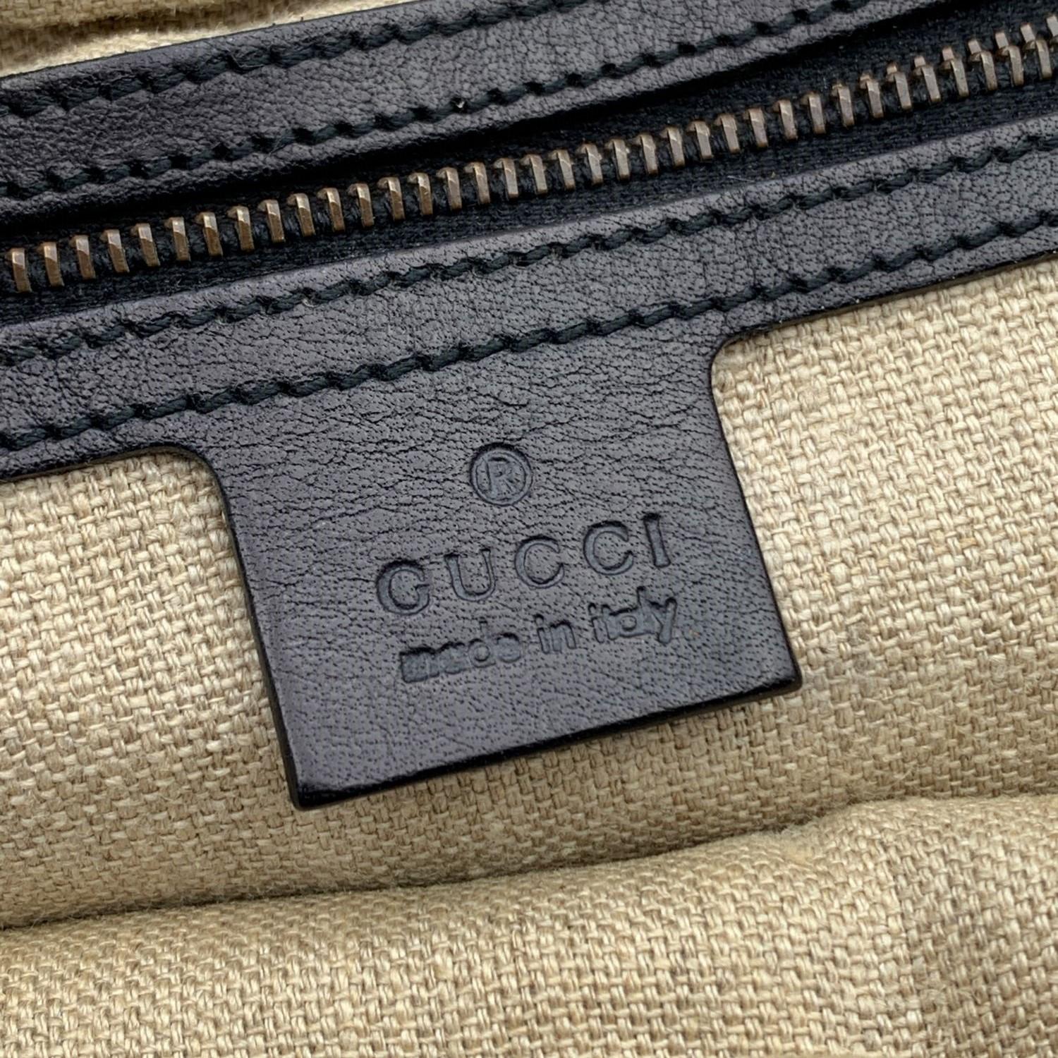 Gucci Black Woven Leather Bamboo Studded Tote Bag Handbag 2