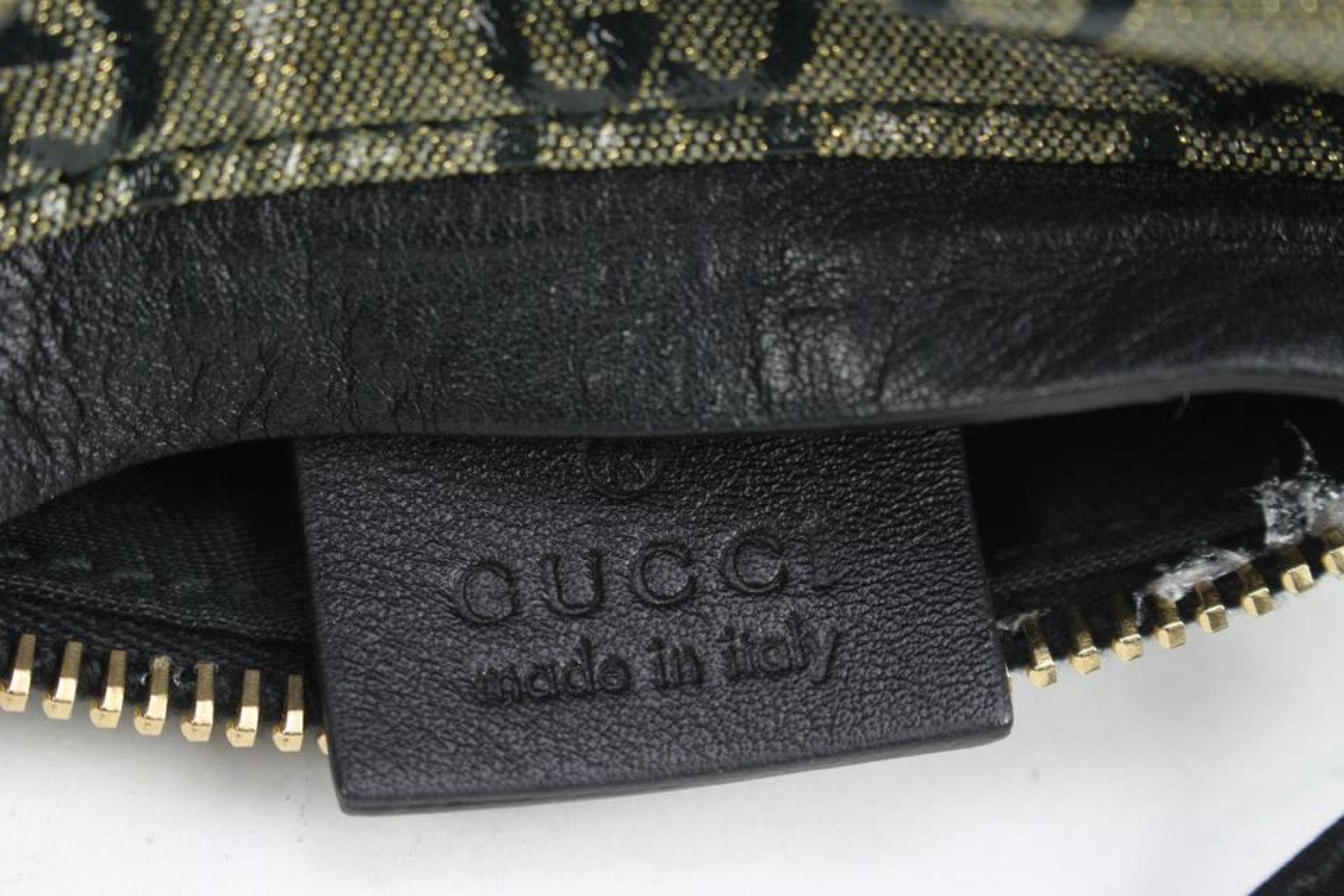 Gucci Black x Grey Monogram Crystal GG Belt Bag Fanny Pack Bum Waist 1GZ59a 7