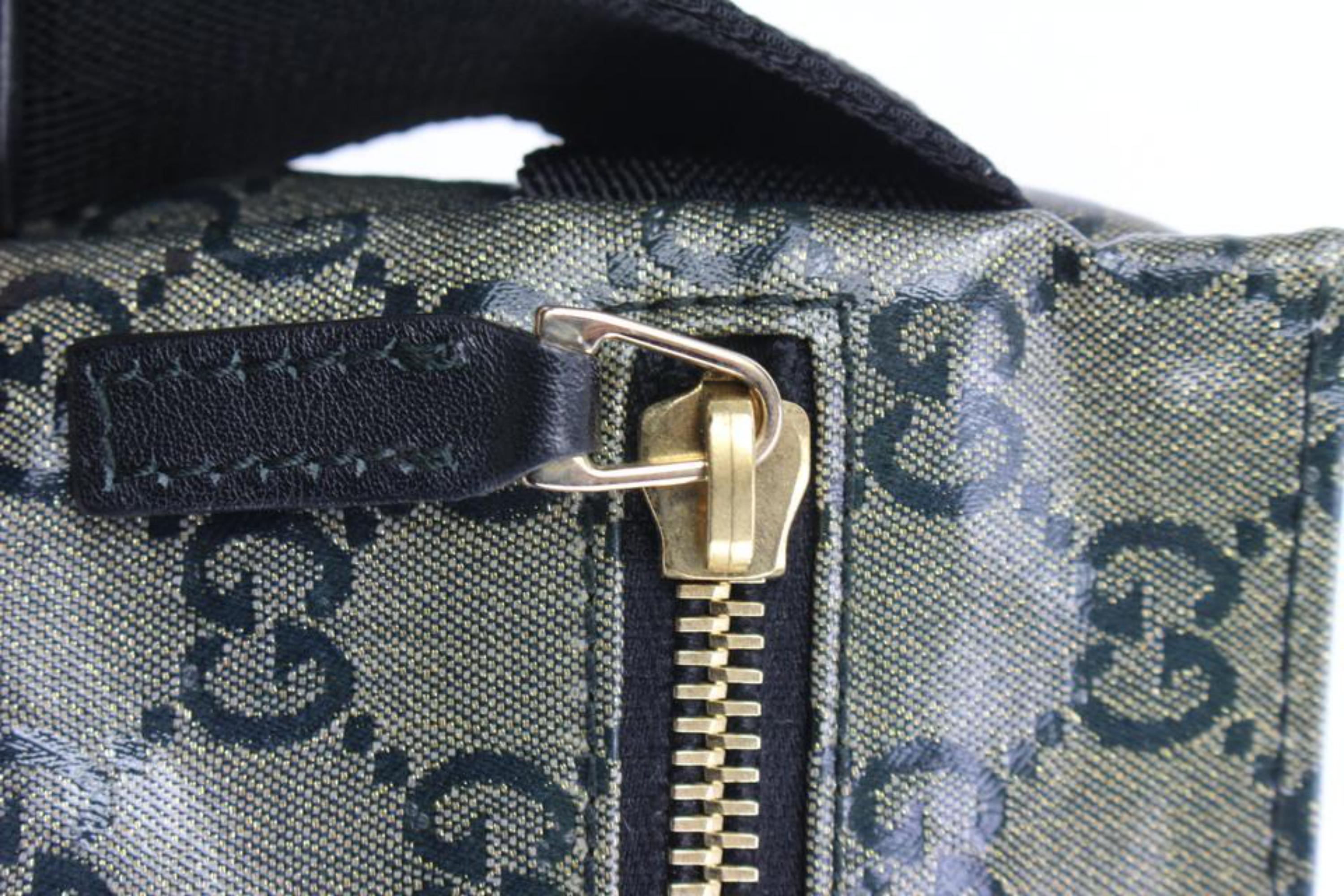 Women's Gucci Black x Grey Monogram Crystal GG Belt Bag Fanny Pack Bum Waist 1GZ59a