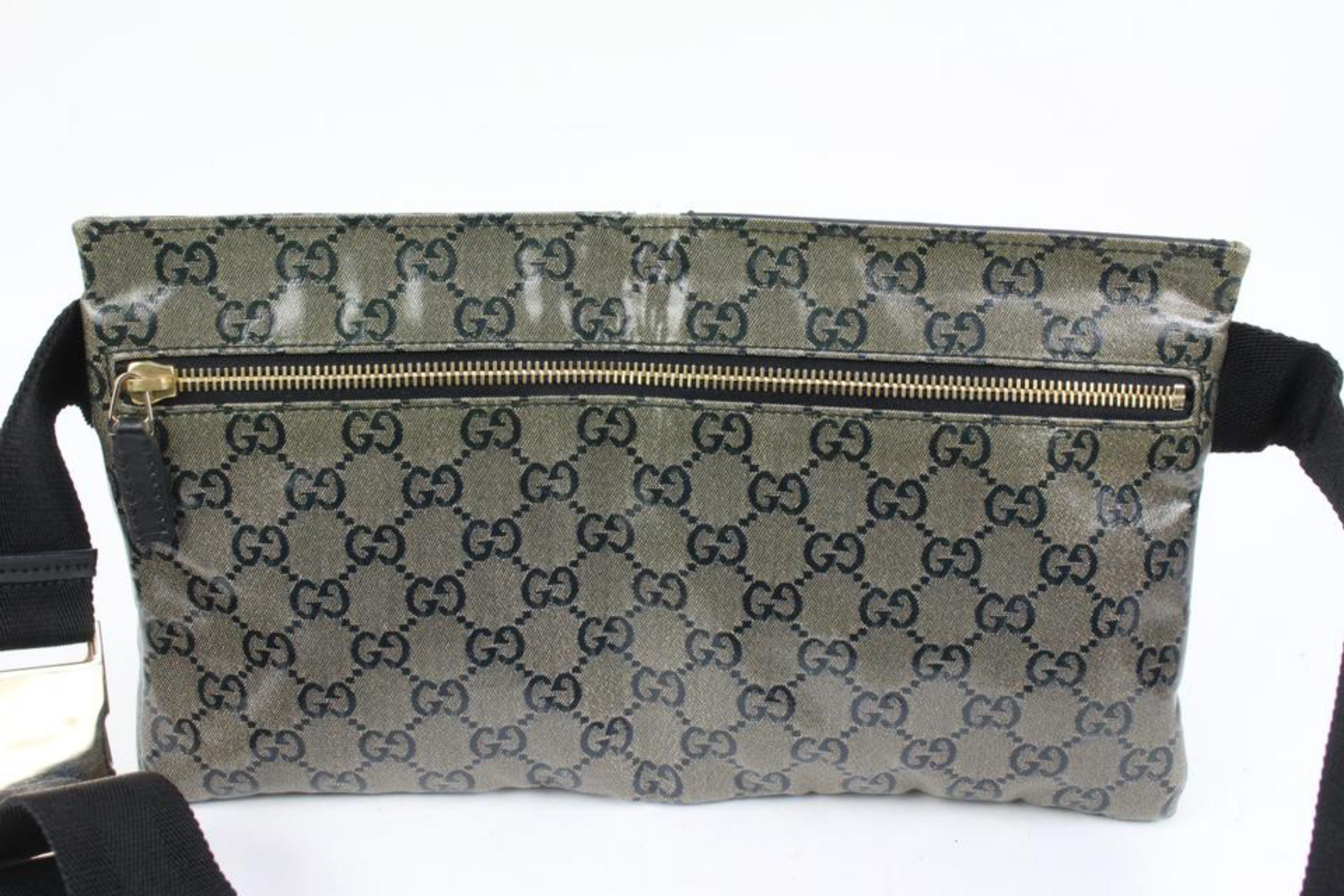 Gucci Black x Grey Monogram Crystal GG Belt Bag Fanny Pack Bum Waist 1GZ59a 3
