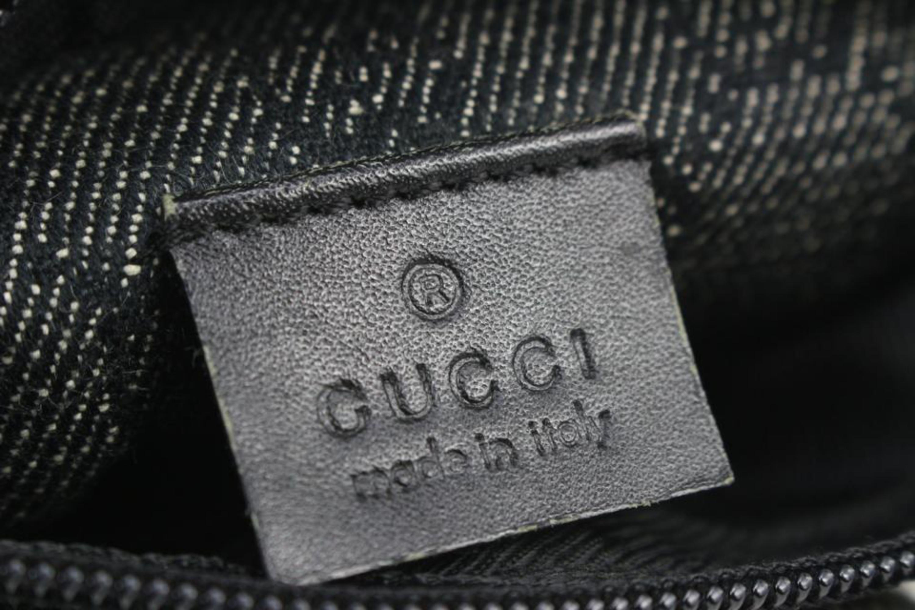 Gucci Black x Grey  Sac ceinture en denim Monogram GG Fanny Pack pochette à la taille 2G830a Bon état - En vente à Dix hills, NY