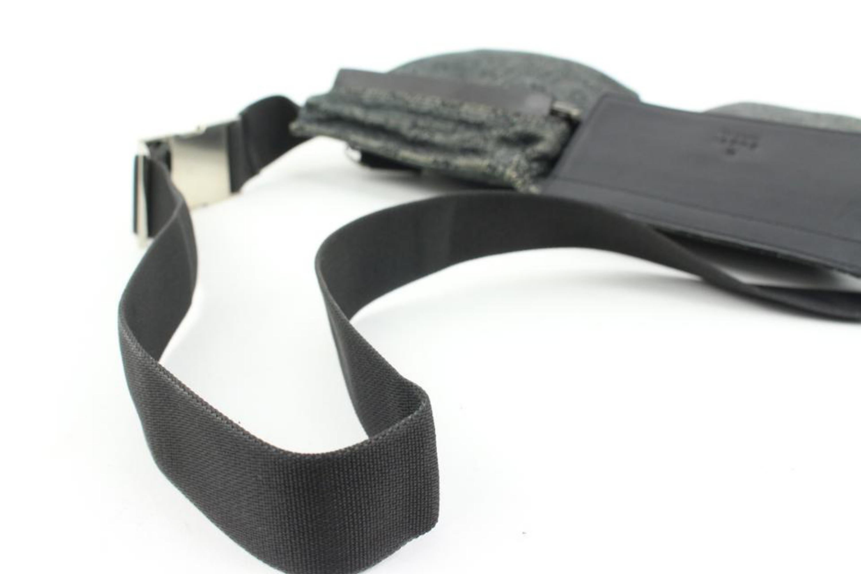 Gucci Black x Grey  Sac ceinture en denim Monogram GG Fanny Pack pochette à la taille 2G830a en vente 4