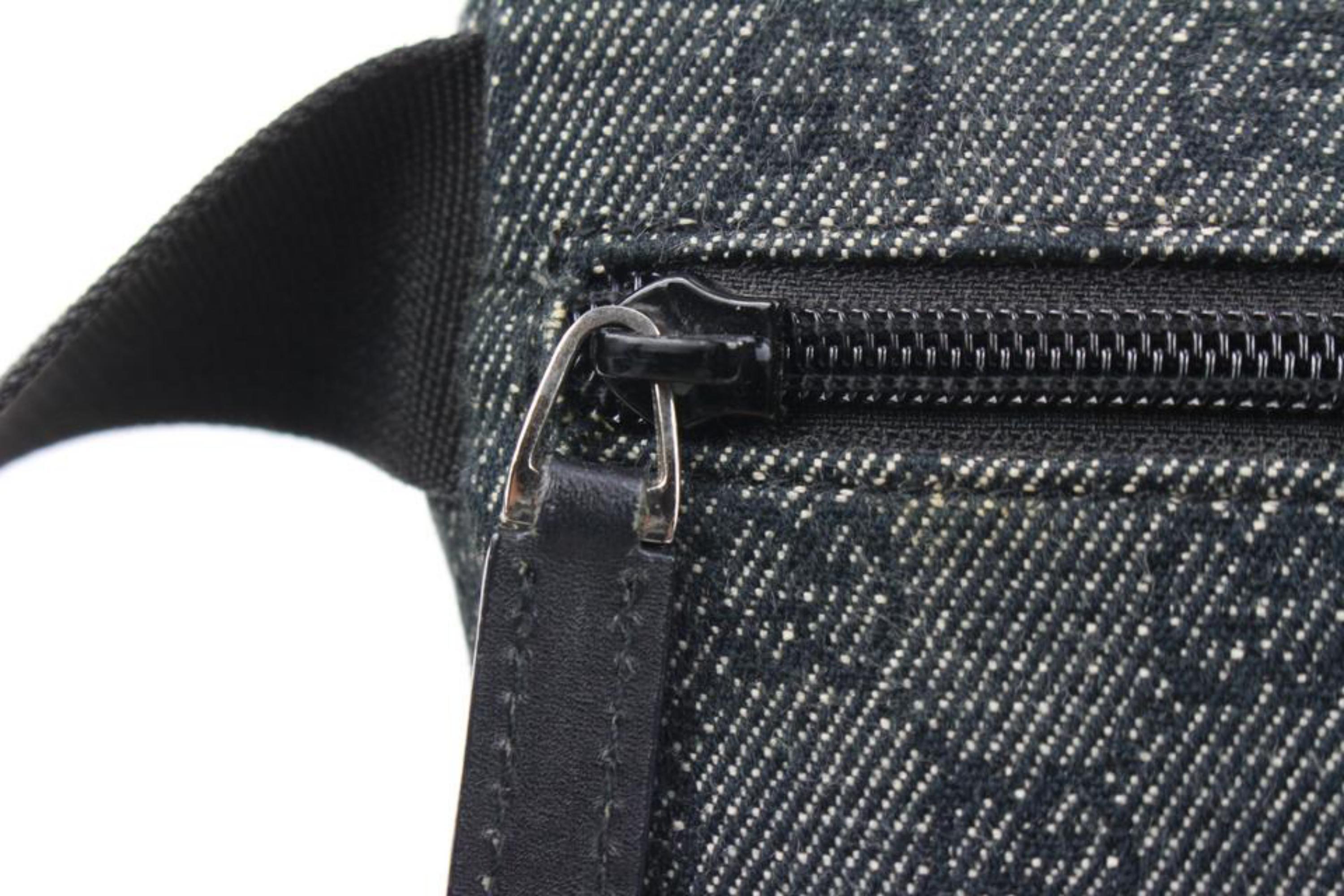Gucci Black x Grey  Monogram GG Denim Belt Bag Fanny Pack Waist Pouch 3g126s 4