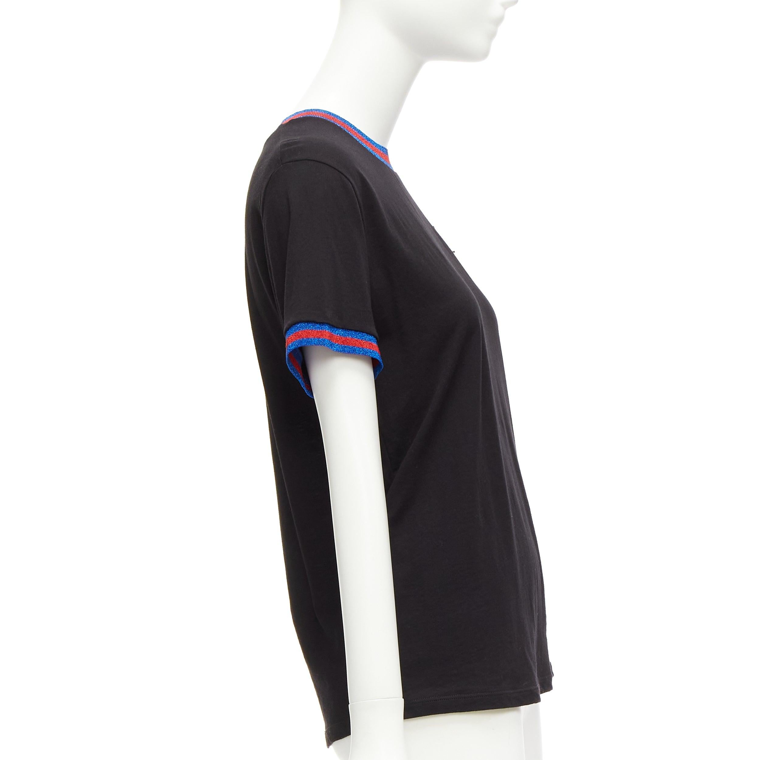 GUCCI black yellow butterfly embroidery patch blue red web tshirt XS In Excellent Condition In Hong Kong, NT