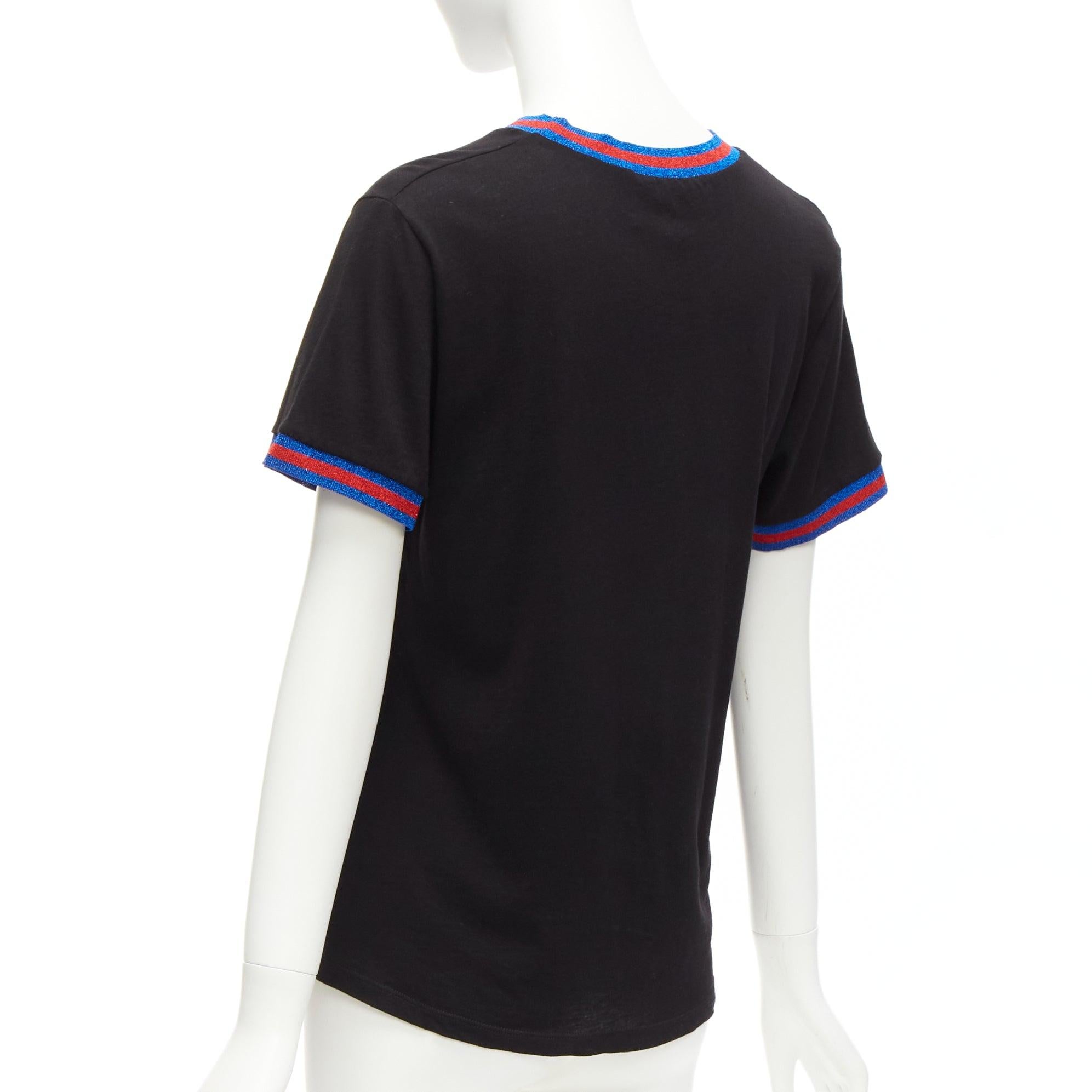 GUCCI black yellow butterfly embroidery patch blue red web tshirt XS 1