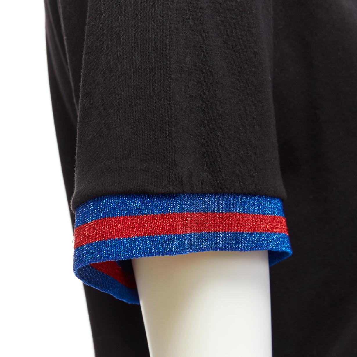 GUCCI black yellow butterfly embroidery patch blue red web tshirt XS 2