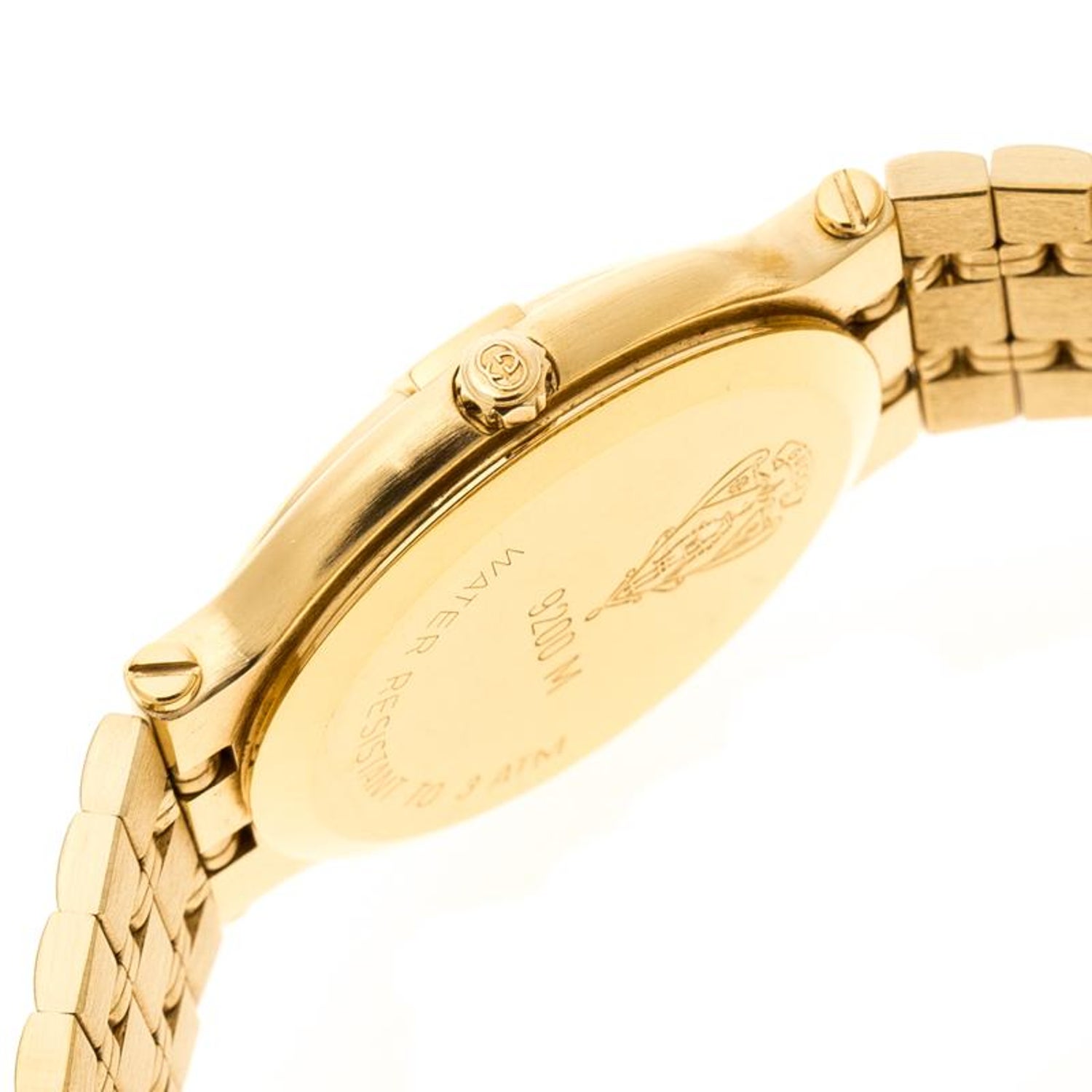 Gucci Black Yellow Gold Plated Stainless Steel 9200M Unisex Wristwatch 32  mm For Sale at 1stDibs | gucci 9200m, gucci watch 9200m